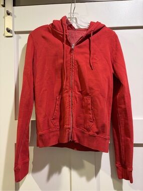 Brandy Melville Red Zip Hoodie Jacket - Women